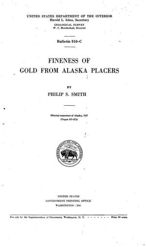 Fineness of Gold from Alaska Placers