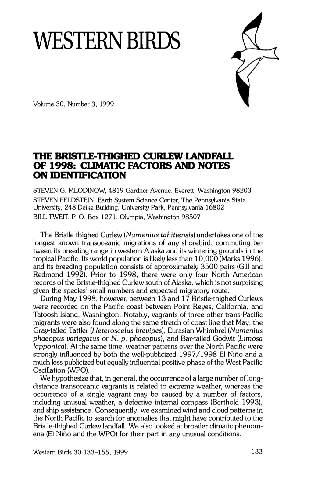 The Bristle-Thighed Curlew Landfall of 1998