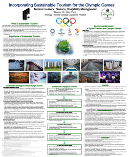 Incorporating Sustainable Tourism for the Olympic Games Monica Louise V