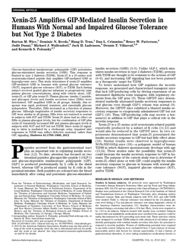 Xenin-25 Amplifies GIP-Mediated Insulin Secretion in Humans With