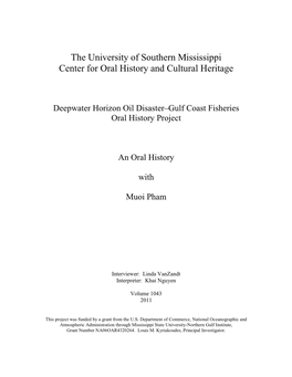 The University of Southern Mississippi Center for Oral History and Cultural Heritage