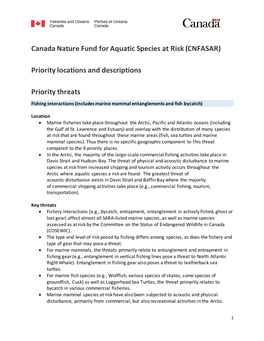 Canada Nature Fund for Aquatic Species at Risk (CNFASAR) Priority