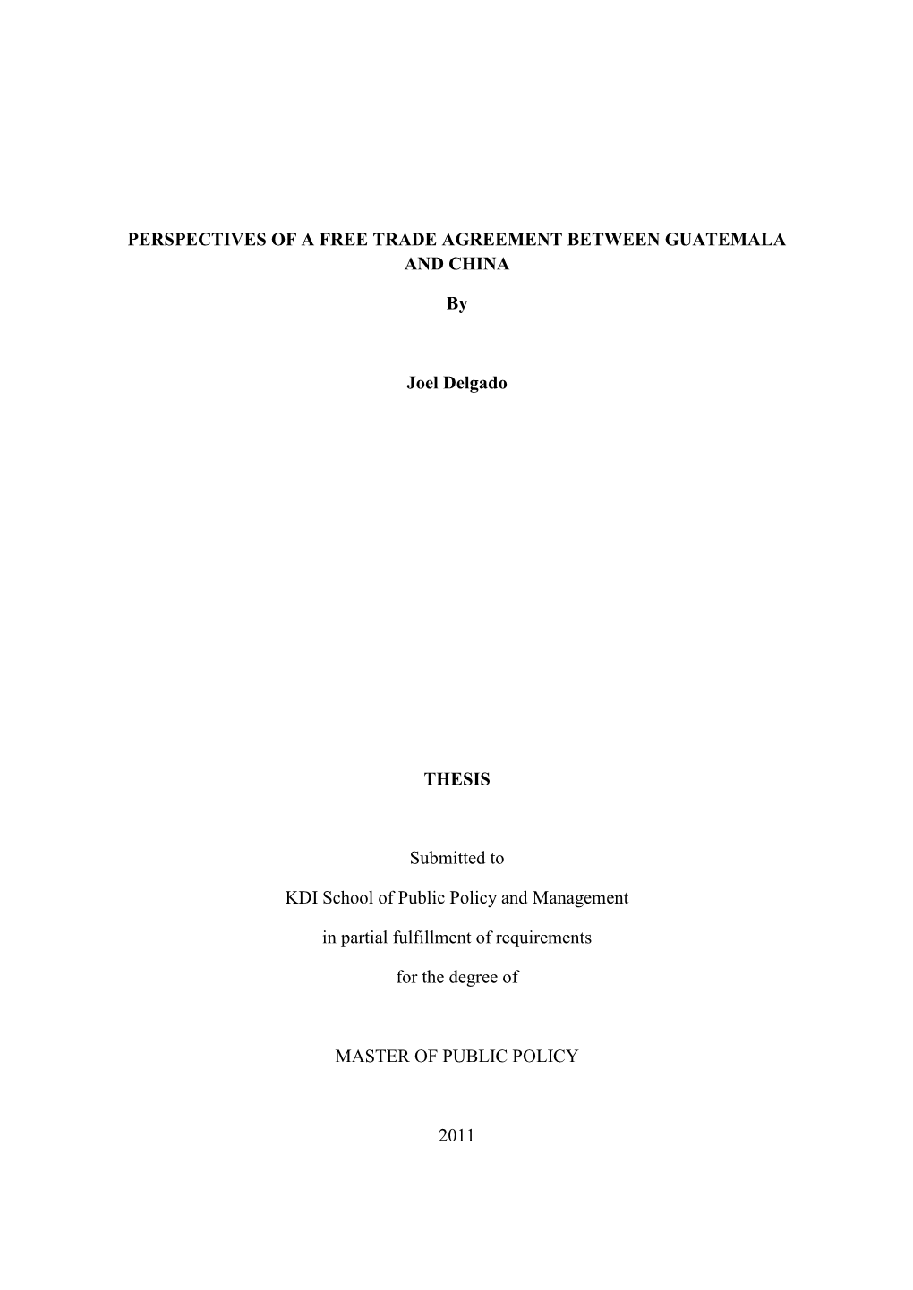 Perspectives of a Free Trade Agreement Between Guatemala and China