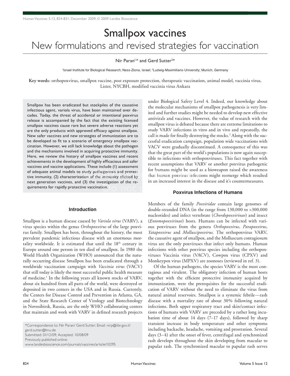 Smallpox Vaccines New Formulations and Revised Strategies for Vaccination