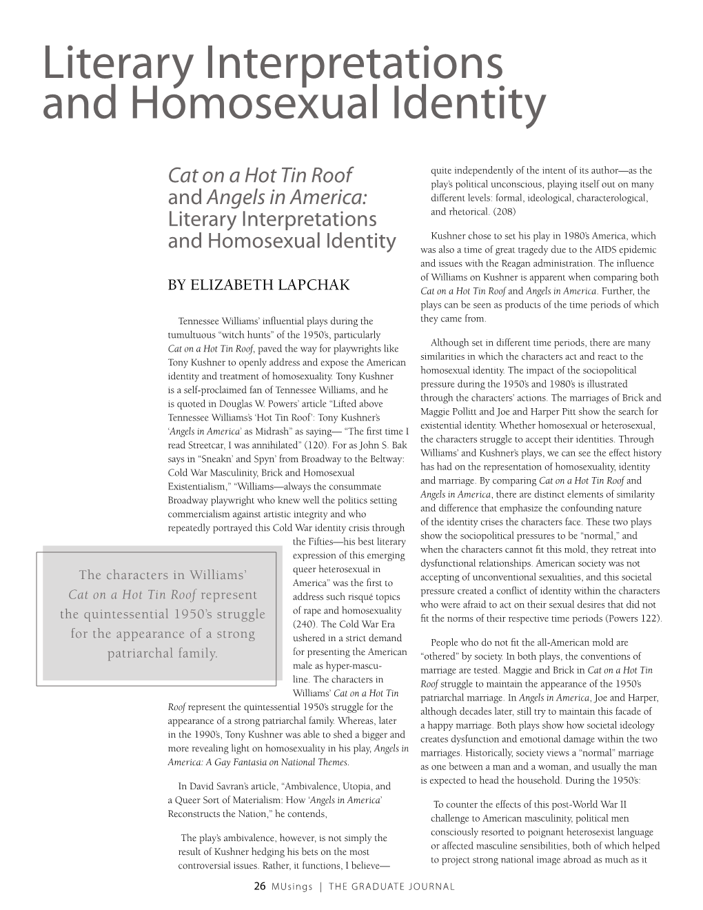 Literary Interpretations and Homosexual Identity