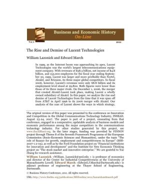 The Rise and Demise of Lucent Technologies