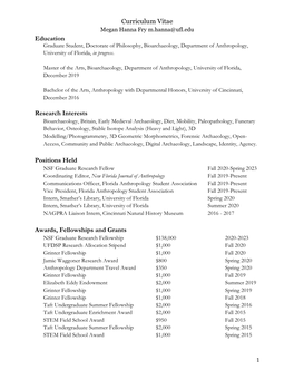 Curriculum Vitae Education Research Interests Positions Held Awards, Fellowships and Grants