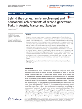Family Involvement and Educational Achievements of Second-Generation Turks in Austria, France and Sweden Philipp Schnell1,2