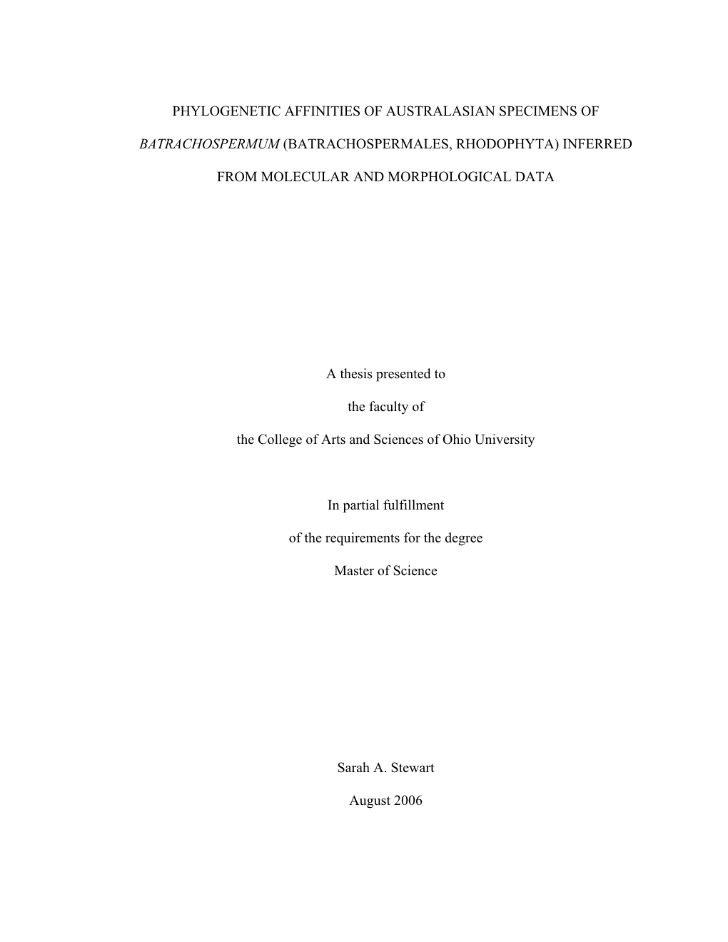 Phylogenetic Affinities of Australasian Specimens Of