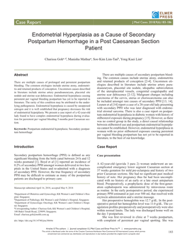 Endometrial Hyperplasia As a Cause of Secondary Postpartum Hemorrhage in a Post Caesarean Section Patient