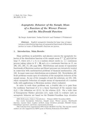 Asymptotic Behavior of the Sample Mean of a Function of the Wiener Process and the Macdonald Function