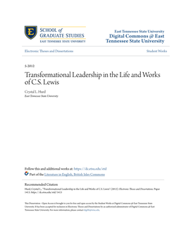 Transformational Leadership in the Life and Works of C.S. Lewis Crystal L