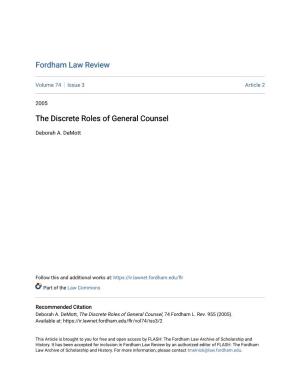The Discrete Roles of General Counsel