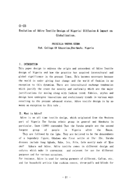 0-23 Evolution of Adire Texti1e Design of Nigeria： Diffusion & Impact on Globalization