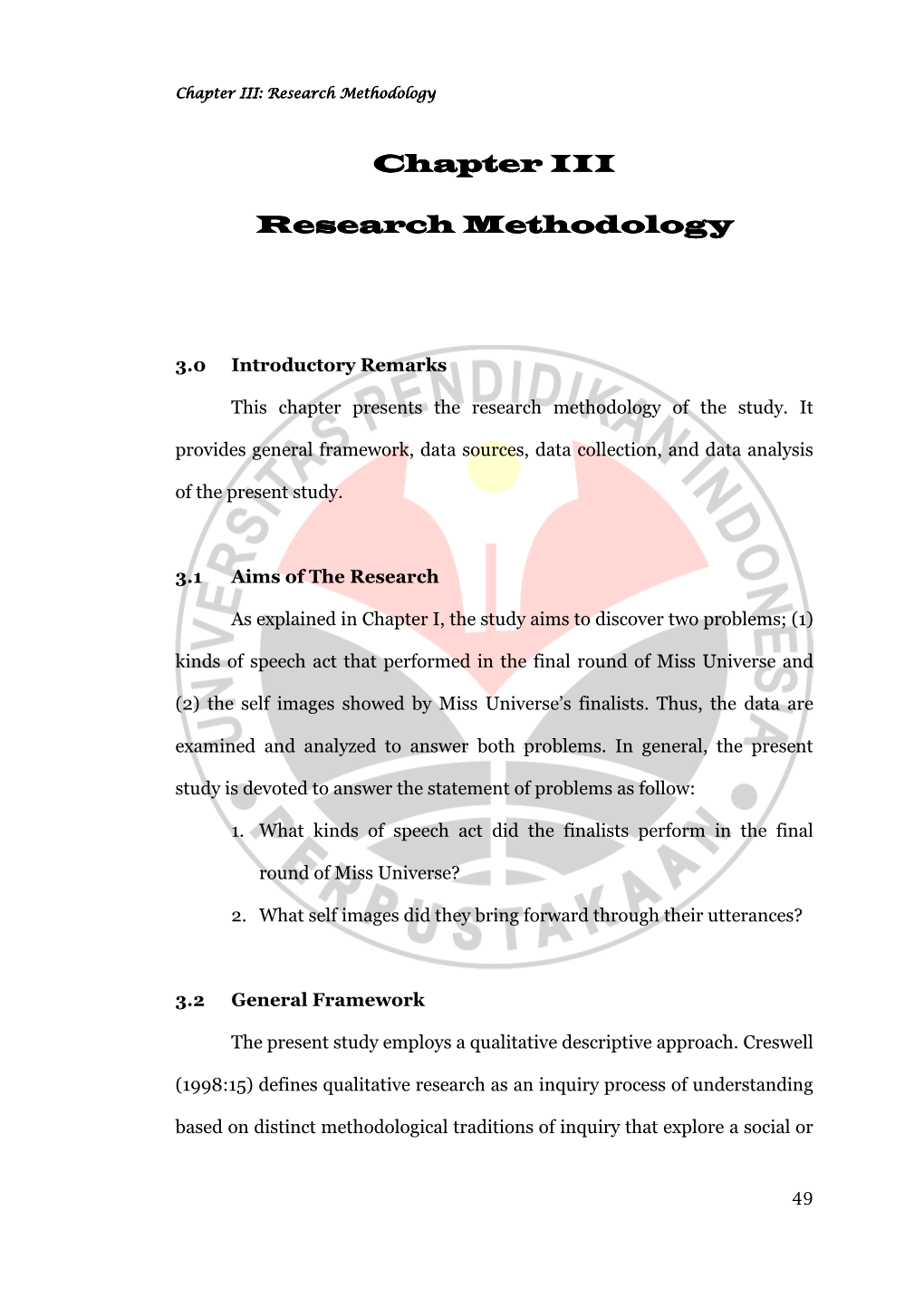 chapter three on research methodology