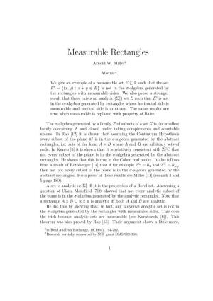 Measurable Rectangles1