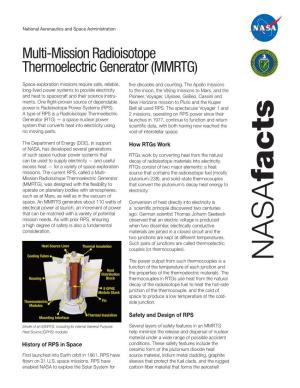 Multi-Mission Radioisotope Thermoelectric Generator (MMRTG)