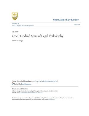One Hundred Years of Legal Philosophy Robert P