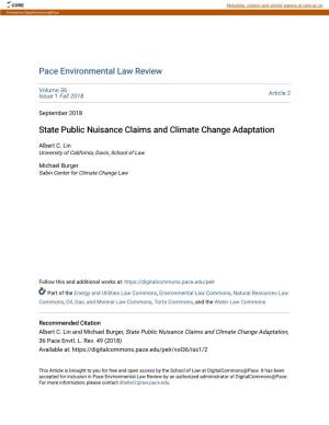 State Public Nuisance Claims and Climate Change Adaptation