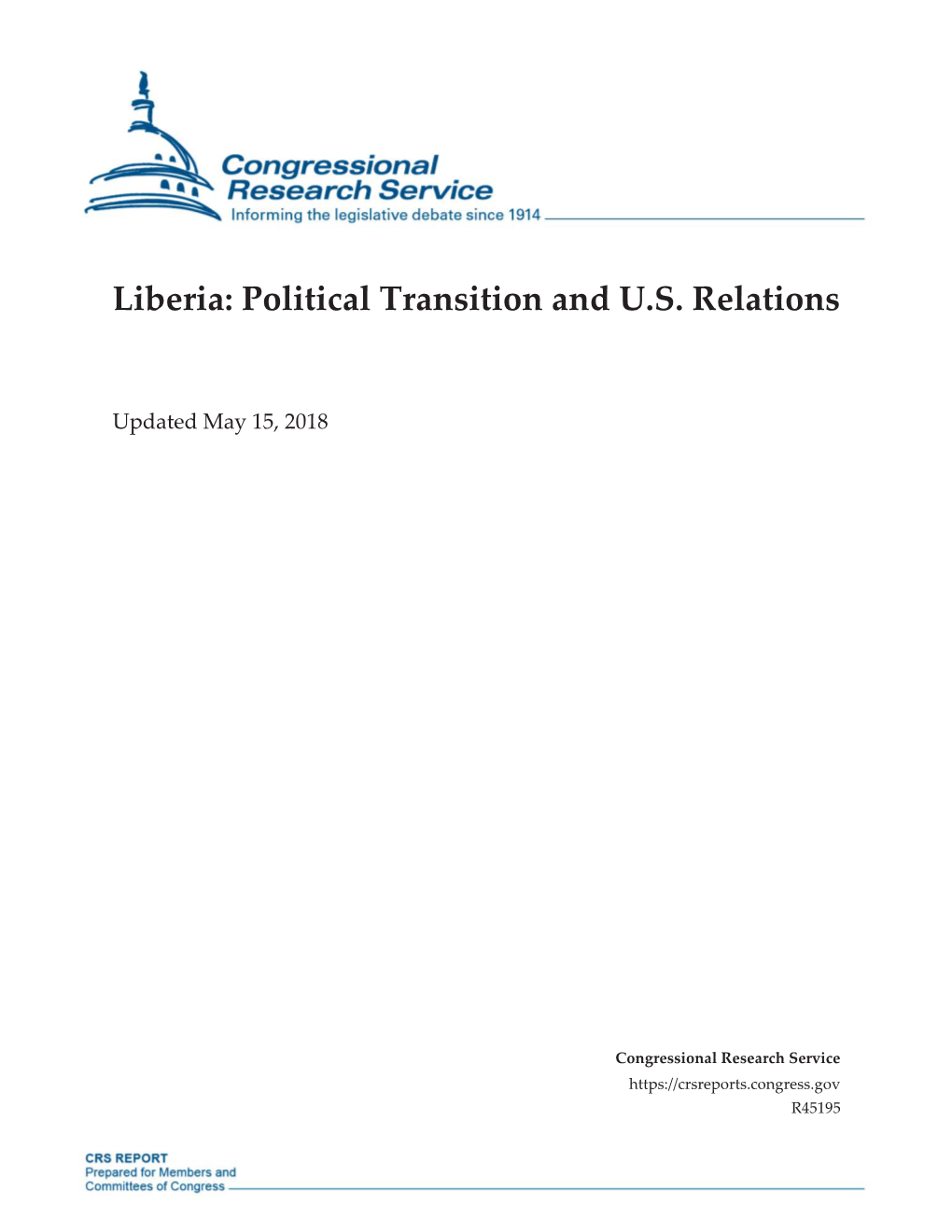 Liberia: Political Transition and U.S