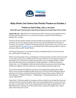 Baby Shark Live! Swims Into Florida Theatre on October 7