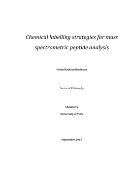 Chemical Labelling Strategies for Mass Spectrometric Peptide Analysis