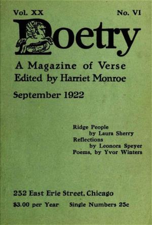 A Magazine of Verse Edited by Harriet Monroe September 1922