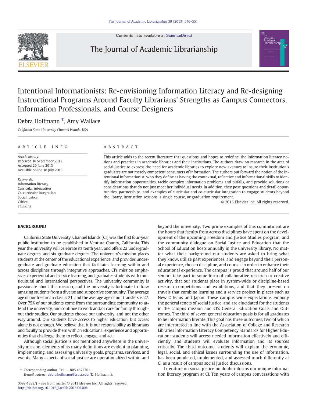 Intentional Informationists: Re-Envisioning Information Literacy