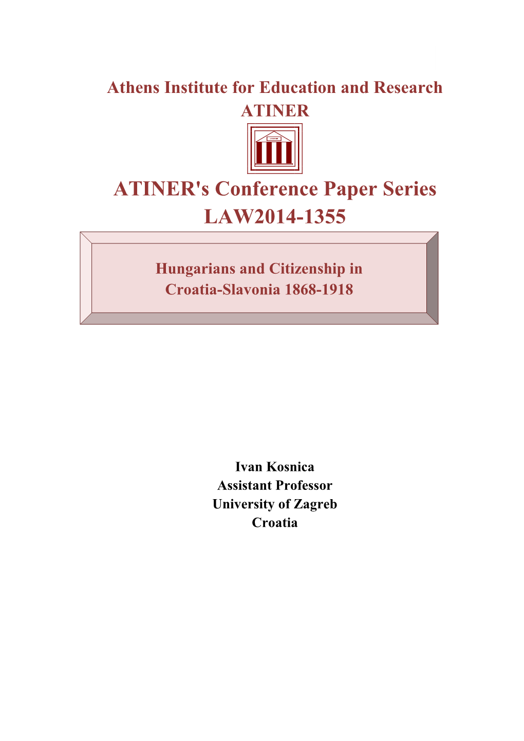 ATINER's Conference Paper Series LAW2014-1355