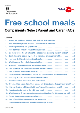 Free School Meals Compliments Select Parent and Carer Faqs