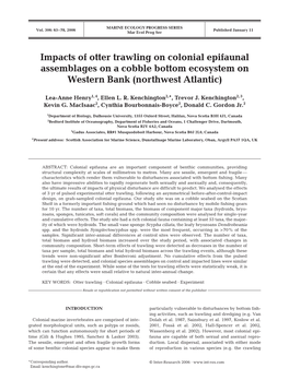 Impacts of Otter Trawling on Colonial Epifaunal Assemblages on a Cobble Bottom Ecosystem on Western Bank (Northwest Atlantic)