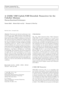 A GMSK VHF-Uplink/UHF-Downlink Transceiver for the Cubesat Missions Thermo-Functional Performance