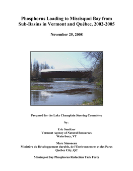 Phosphorus Loading to Missisquoi Bay from Sub-Basins in Vermont and Québec, 2002-2005