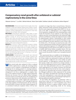 Compensatory Renal Growth After Unilateral Or Subtotal Nephrectomy in the Ovine Fetus