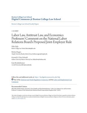 Labor Law, Antitrust Law, and Economics Professors' Comment