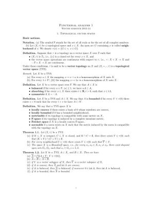 Functional Analysis 1 Winter Semester 2013-14