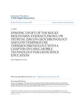 Episodic Uplift of the Rocky Mountains: Evidence from U-Pb Detrital Zircon