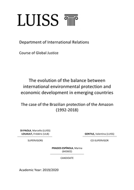 The Evolution of the Balance Between International Environmental Protection and Economic Development in Emerging Countries