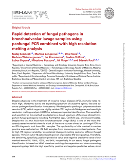 Rapid Detection of Fungal Pathogens in Bronchoalveolar Lavage Samples