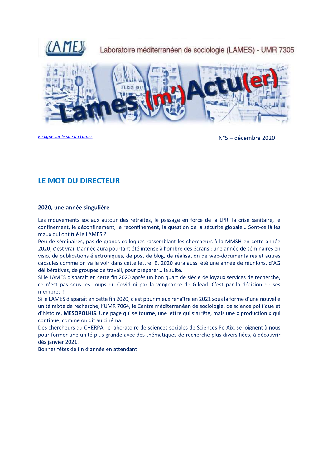 Le Mot Du Directeur