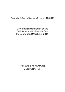 Financial Information As of March 31, 2019