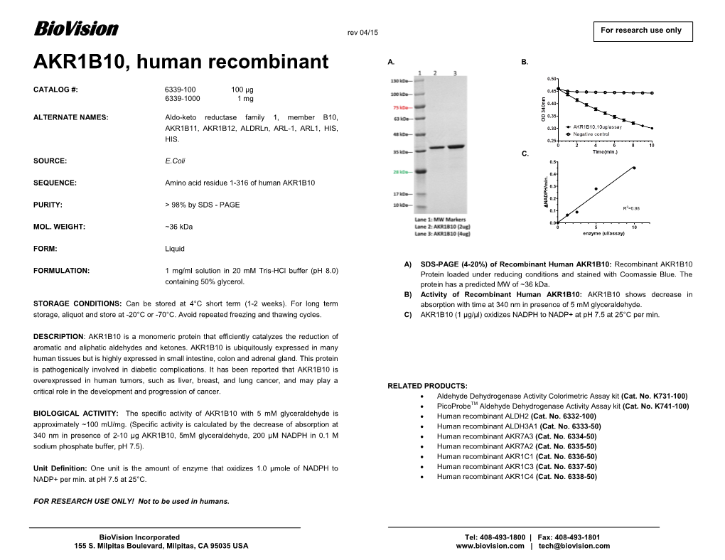 6339, AKR1B10, Human Recombinant