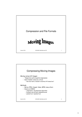 Compression and File Formats Compressing Moving Images