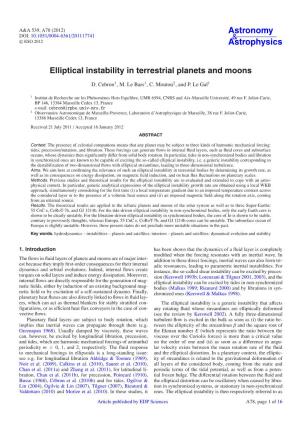 Elliptical Instability in Terrestrial Planets and Moons