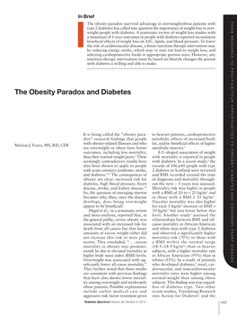 The Obesity Paradox and Diabetes