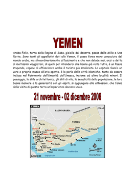 YEMEN, Dal 21 Novembre Al 2 Dicembre 2006
