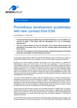 Prometheus Development Accelerates with New Contract from ESA