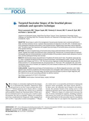 Targeted Fascicular Biopsy of the Brachial Plexus: Rationale and Operative Technique