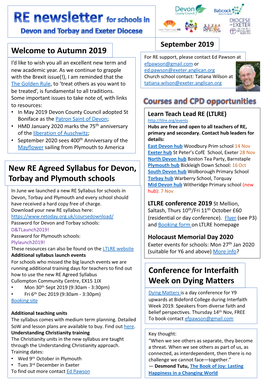 New RE Agreed Syllabus for Devon, Torbay And
