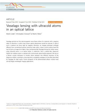 Veselago Lensing with Ultracold Atoms in an Optical Lattice